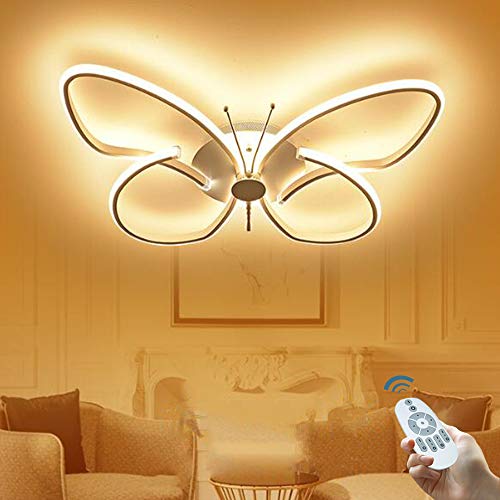 Kinderlampe LED Deckenleuchte Kinderzimmer Mädchen Jungen Schlafzimmer Deko Deckelampe Schmetterling Acryl Design Kronleuchter Für Wohnzimmer Schlafzimmer Flur Mit Fernbedienung,Dimmbar,64cm von FUMIMID