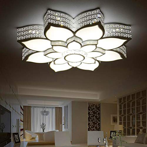 LED Deckenleuchte Modern Blume Shape Dimmbar Deckenbelicht Kreatives Lotus Design Deckenlampe Acryl Lampenschirm Wohnzimmerlampe Schlafzimmer Kronleuchter Esszimmer Hängelampe Beleuchtung,80cm von FUMIMID