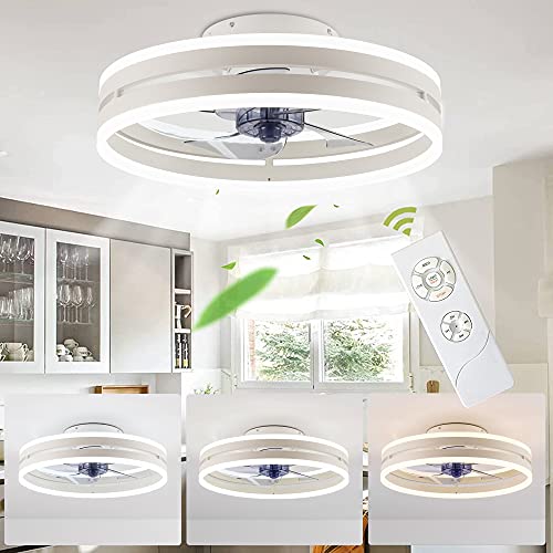 Deckenventilator Mit Beleuchtung LED Fan Deckenleuchte 40W Dimmbar Fan Deckenlampe Einstellbare Windgeschwindigkeit Lüfter-Deckenleuchte Mit Fernbedienung Für Kinderzimmer Schlafzimmer Wohnzimmer Weiß von FUMIMID