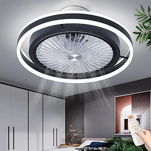 LED Deckenventilator Mit Lampe Runde Deckenleuchte Dimmbar Mit Fernbedienung Moderne Deckenlampe Leise Ventilatorlicht Für Wohnzimmer Schlafzimmer Kinderzimmer Esszimmer Fan Beleuchtung,Schwarz von FUMIMID