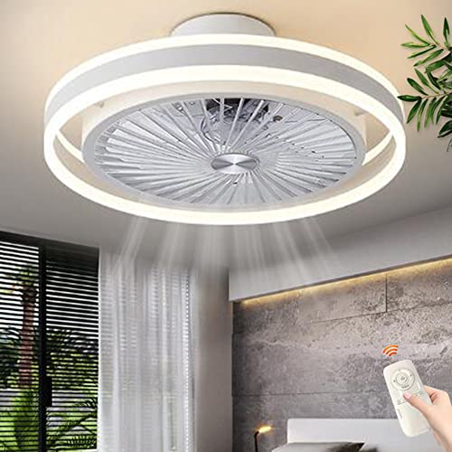 LED Deckenventilator Mit Lampe Runde Deckenleuchte Dimmbar Mit Fernbedienung Moderne Deckenlampe Leise Ventilatorlicht Für Wohnzimmer Schlafzimmer Kinderzimmer Esszimmer Fan Beleuchtung,Weiß von FUMIMID