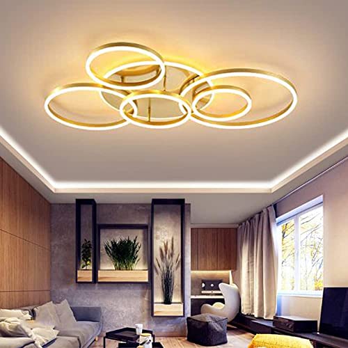 LED Ring Deckenlampe Modern Deckenleuchte Dimmbar Wohnzimmerlampe Mit Fernbedienung Acryl Lampenschirm Aluminium Design Schlafzimmer Esszimmer Küche Bürolampe Kronleuchter,Gold von FUMIMID