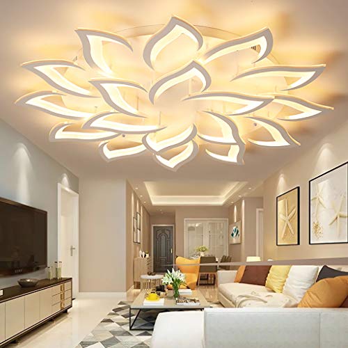 Moderne LED Deckenleuchte Dimmbare Wohnzimmer Deckenlampe Kreative Blumenform Design Acryl Metall Blütenblatt Kronleuchter Mit Fernbedienung Schlafzimmer Kinderzimmer Beleuchtung Lampen,18 heads von FUMIMID