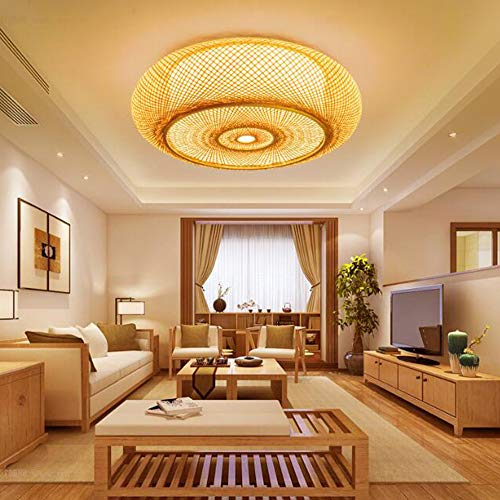 Natürliche Bambus Rattan Deckenlampe Vintage Handgewebte Lampenschirm Retro E27 Deckenleuchte Esszimmer Schlafzimmer Wohnzimmer Deckenbeleuchtung Restaurant Küche Korridor Büro Kronleuchter,60cm Natürliche Bambus Rattan Deckenlampe Vintage Handgewebte Lampenschirm Retro E27 Deckenleuchte Esszimmer Schlafzimmer Wohnzimmer Deckenbeleuchtung Restaurant Küche Korridor Büro Kronleuchter,60cm von FUMIMID