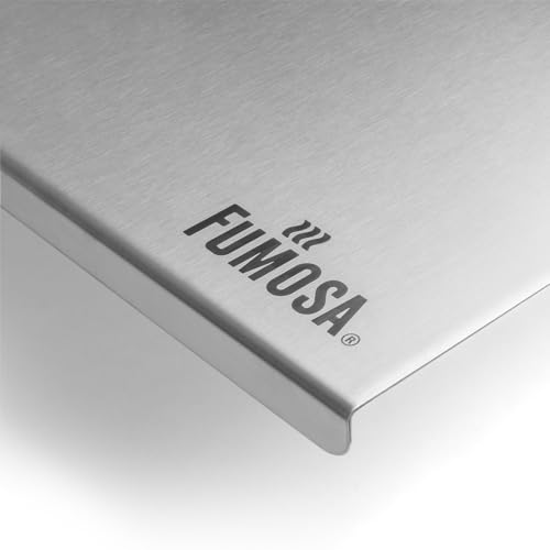 FUMOSA »IMPASTO« Edelstahl-Arbeitsplatte für Teig, inkl. Silikon-Antirutschmatte, 5 Größen, Aufkantung optional | Schneidebrett | Teigbrett | Knetbrett | Hackbrett (60 x 50 cm (mit 3x Aufkantung)) von FUMOSA