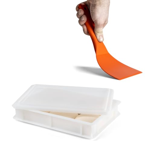 FUMOSA ital. Pizzaballen-Box Set »Home« (40x30x7) + flexibler Teigspachtel | Teigwanne Gärbox Teigbox Gärkiste von FUMOSA