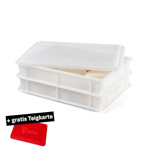 FUMOSA ital. Pizzaballen-Box Set »Home« (40x30x7) | Teigwanne | Teigbox | Pizzabox | Gärbox | Teigkiste | + gratis Teigkarte (2x Box + 1x Deckel) von FUMOSA