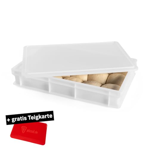 FUMOSA ital. Pizzaballen-Box Set »Profi« (60x40x10) | Teigwanne | Teigbox | Pizzabox | Gärbox | Teigkiste | + gratis Teigkarte (1x Box + 1x Deckel) von FUMOSA
