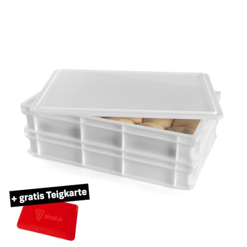 FUMOSA ital. Pizzaballen-Box Set »Profi« (60x40x10) | Teigwanne | Teigbox | Pizzabox | Gärbox | Teigkiste | + gratis Teigkarte (2x Box + 1x Deckel) von FUMOSA