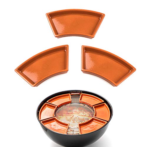 FUMOSA keramische Grillschale Ronda für 57cm Holzkohlegrills (z.B. Master-Touch) - Cazuela - Tapas Keramik Schale - 3er Set von FUMOSA