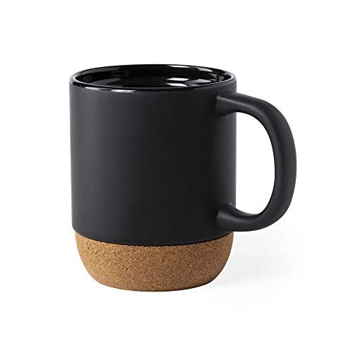 FUN FAN LINE - Bechersets aus Keramik mit Naturkorkboden, präsentiert in einer individuellen Ökodesign-Box. Ideal für Kaffee oder Heißgetränke (Schwarz, 2) von FUN FAN LINE