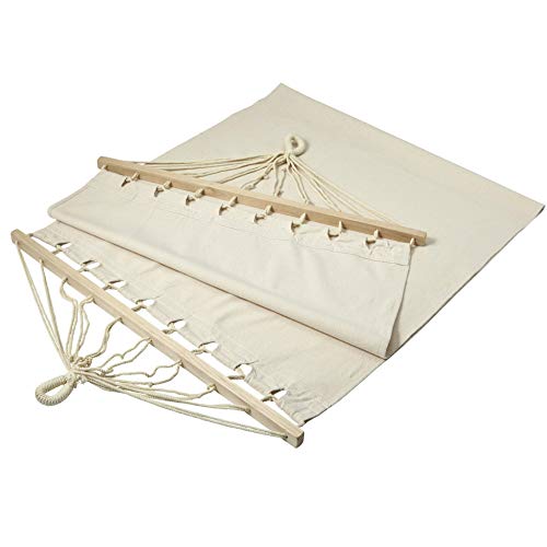 Fun Fan Line®- Hängematte Garten Outdoor. Qualitätsdetails, hölzerne Querstange und tragbare Segeltuchabdeckung eingeschlossen. Terrassenanhänger Elegantes Design. Natürliche weiße Farbe. von FUN FAN LINE