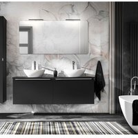 Fun Moebel - Badmöbel Set 5-tlg Badezimmerset akan Schwarz matt Spiegel inkl. Waschtisch von FUN MOEBEL