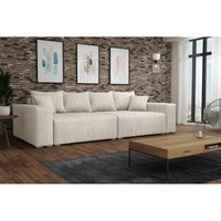 Big Sofa Couchgarnitur REGGIO Megasofa mit Schlaffunktion Stoff Poso Creme von FUN MOEBEL