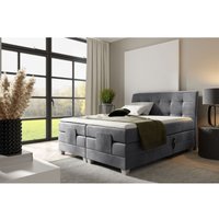 Boxspringbett Elektrisch Bett FRANCO 200x200cm in Stoff Fresh Grau von FUN MOEBEL