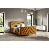 Boxspringbett Schlafzimmerbett carlito 200x220cm in Stoff Fresh Senfgelb von FUN MOEBEL