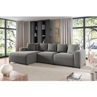 Ecksofa Designersofa Sofa megan in Stoff Salvador Grau Ottomane Links von FUN MOEBEL