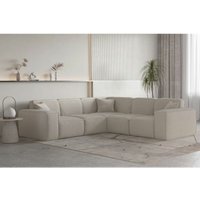 Ecksofa Designersofa celes premium Stoff Ascot Bukla Beige Seite Universal von FUN MOEBEL