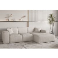 Ecksofa Designersofa celes premium in Stoff Scala Hellbeige Ottomane Rechts von FUN MOEBEL