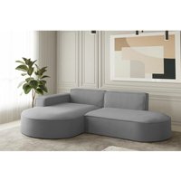 Ecksofa Designersofa palma xs in Stoff Opera Velvet Grau Ottomane Links von FUN MOEBEL