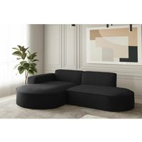 Ecksofa Designersofa palma xs in Stoff Opera Velvet Schwarz Ottomane Links von FUN MOEBEL