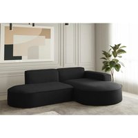 Ecksofa Designersofa palma xs in Stoff Opera Velvet Schwarz Ottomane Rechts von FUN MOEBEL