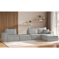 Ecksofa Modulsofa 4-teilig sande xl Stoff Alpine Hellgrau Ottomane Rechts von FUN MOEBEL