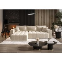 Ecksofa Schlafsofa CAMILA Stoff Monolith Creme Ottomane Links Ecksofa Schlafsofa CAMILA Stoff Monolith Creme Ottomane Links von FUN MOEBEL