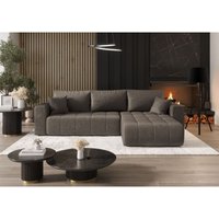 Ecksofa Schlafsofa CAMILA Stoff Monolith Schokobraun Ottomane Rechts von FUN MOEBEL