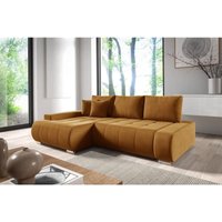 Ecksofa Schlafsofa ELMO Stoff Monolith Honiggelb Ottomane Links von FUN MOEBEL