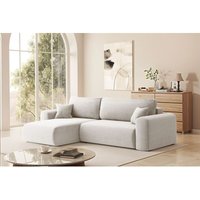 Ecksofa Schlafsofa FLORA Stoff Poso Altweiss Ottomane Links von FUN MOEBEL