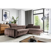 Ecksofa Schlafsofa Sofa agnesa Stoff Salvador Braun Ottomane Rechts von FUN MOEBEL