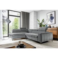 Fun Moebel - Ecksofa Schlafsofa Sofa agnesa Stoff Salvador Grau Ottomane Links von FUN MOEBEL