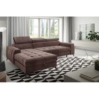 Ecksofa Schlafsofa Sofa agnesa xs Stoff Salvador Braun Ottomane Links von FUN MOEBEL