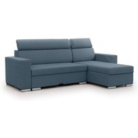 Ecksofa Schlafsofa Sofa canton in Stoff Liverpool Azurblau Ottomane Rechts Ecksofa Schlafsofa Sofa canton in Stoff Liverpool Azurblau Ottomane Rechts von FUN MOEBEL