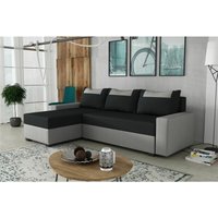 Fun Moebel - Ecksofa Schlafsofa Sofa hedvig lux Manila Hellgrau- Schwarz Ottomane Links von FUN MOEBEL