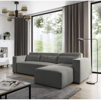 Ecksofa Schlafsofa WALDO Stoff Brooklyn Dunkelgrau Ottomane Rechts von FUN MOEBEL