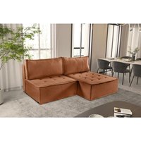 Ecksofa Schlafsofa amalia Stoff Raven Rostbraun Ottomane Rechts von FUN MOEBEL