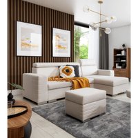 Ecksofa Schlafsofa inkl. Hocker canton Stoff Liverpool Pearl Ottomane Rechts Ecksofa Schlafsofa inkl. Hocker canton Stoff Liverpool Pearl Ottomane Rechts von FUN MOEBEL