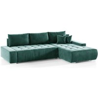 Ecksofa Sofa mit Schlaffunktion vogar Stoff Monolith Grün Ottomane Rechts von FUN MOEBEL