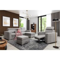 Ecksofa inkl. Hocker und Sessel canton Stoff Camelia Hellgrau Ottomane Rechts Ecksofa inkl. Hocker und Sessel canton Stoff Camelia Hellgrau Ottomane Rechts von FUN MOEBEL