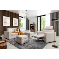 Fun Moebel - Ecksofa inkl. Hocker und Sessel canton Stoff Liverpool Pearl Ottomane Rechts von FUN MOEBEL