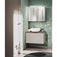 Fun Moebel - Badmöbel Set 2-tlg Badezimmerset akan Taupe Spiegelschrank 80cm ohne Waschtisch von FUN MOEBEL