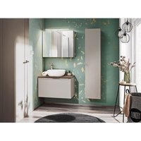 Fun Moebel - Badmöbel Set 4-tlg Badezimmerset akan Taupe Spiegelschrank 80cm inkl. Waschtisch von FUN MOEBEL