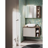 Fun Moebel - Badmöbel Set 5-tlg Badezimmerset akan Taupe Spiegelschrank 60cm inkl. Waschtisch von FUN MOEBEL