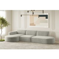 Fun Moebel - Ecksofa Designersofa palma in Stoff Noel Hellgrau Ottomane Links von FUN MOEBEL
