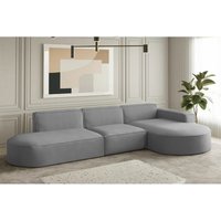 Ecksofa Designersofa palma in Stoff Opera Velvet Grau Ottomane Rechts von FUN MOEBEL