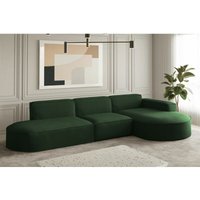 Ecksofa Designersofa palma in Stoff Opera Velvet Grün Ottomane Rechts von FUN MOEBEL