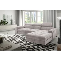 Fun Moebel - Ecksofa Schlafsofa Sofa agnesa xs Stoff Salvador Hellbeige Ottomane Rechts von FUN MOEBEL