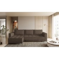 Fun Moebel - Ecksofa Schlafsofa Sofa juna Stoff Terra Braun Ottomane Links von FUN MOEBEL
